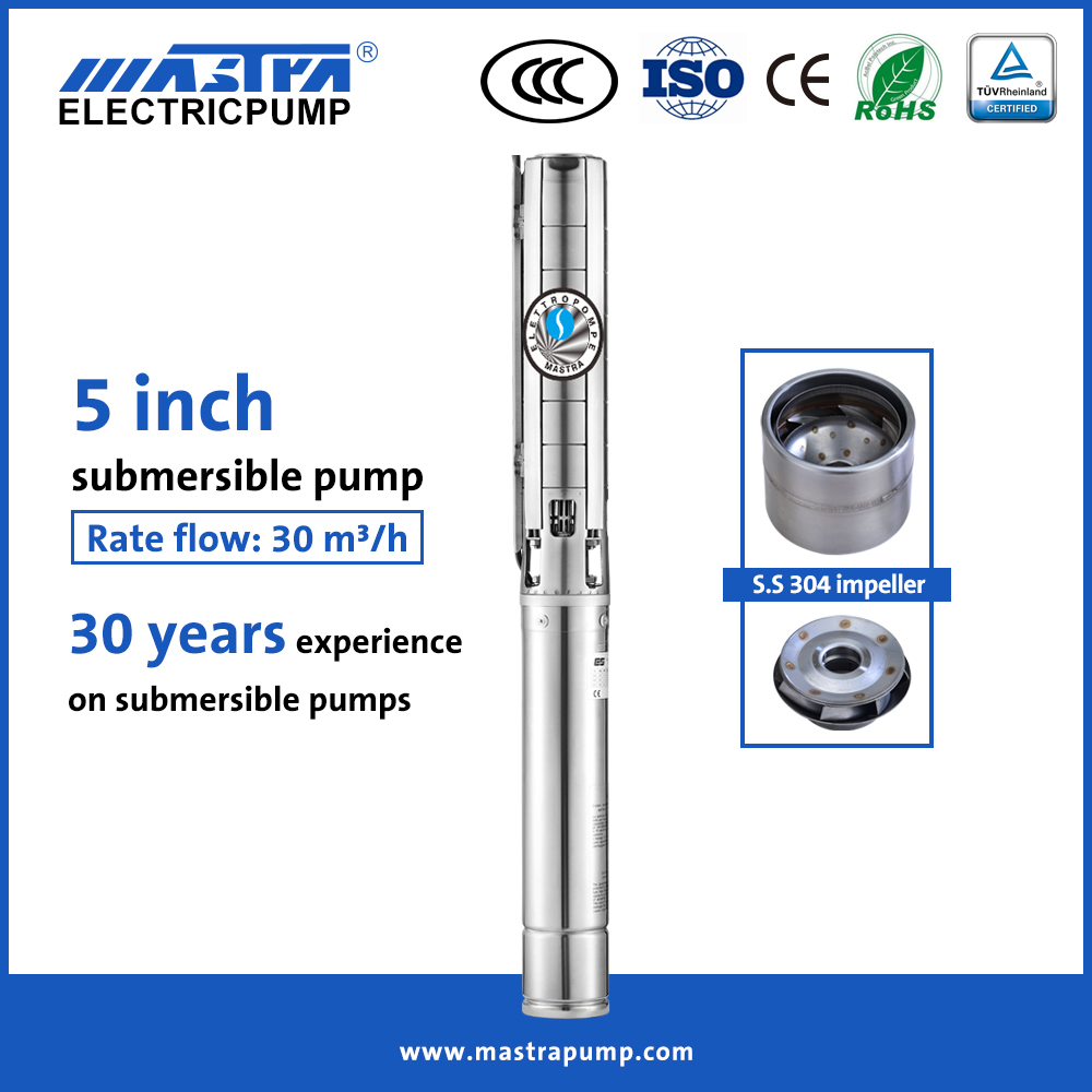 La pompe de puits submersible en acier inoxydable Mastra de 5 pouces fournit la meilleure marque de pompe submersible 5SP